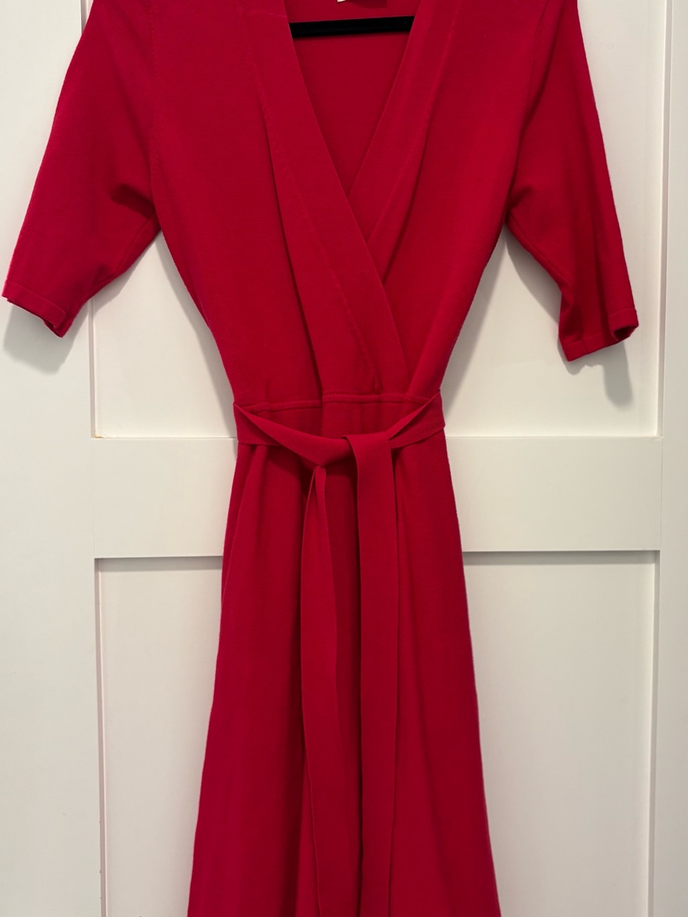 Eliza J Rasberry pink-red wrap midi dress with Tie Waist